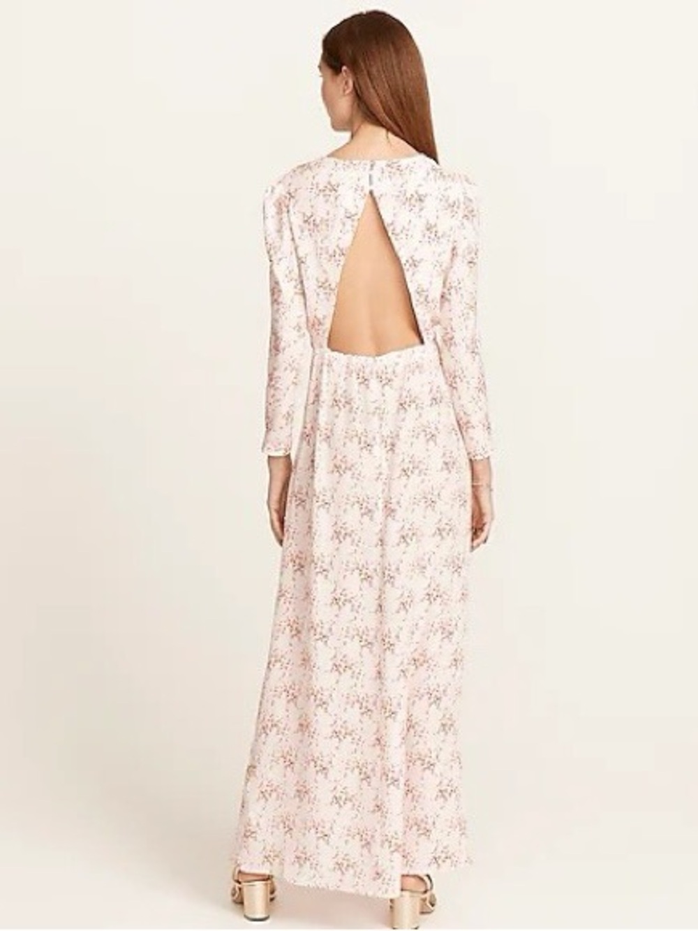 J CREW Collection Ruffle silk dress in freesia floral open back 6 long sleeve